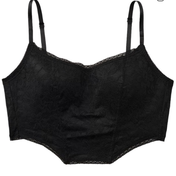 Pink Victorias Secret Black Lace Wireless Lightly Lined Bra Top XL - Picture 2 of 11